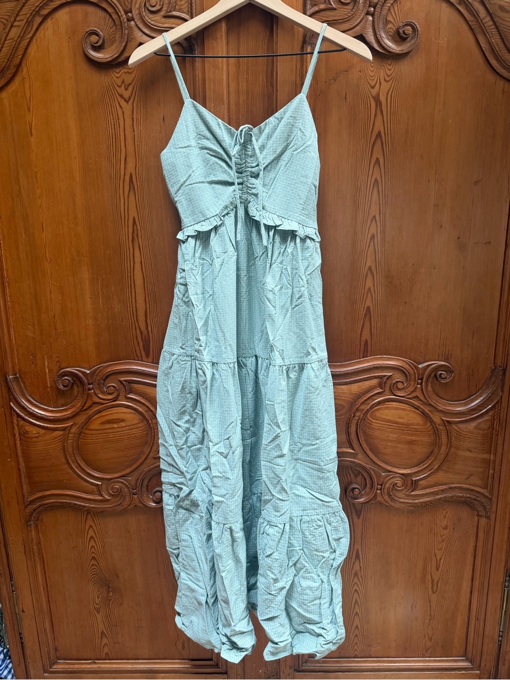Light mint blue  Ruffle Tiered Maxi Dress - Women
